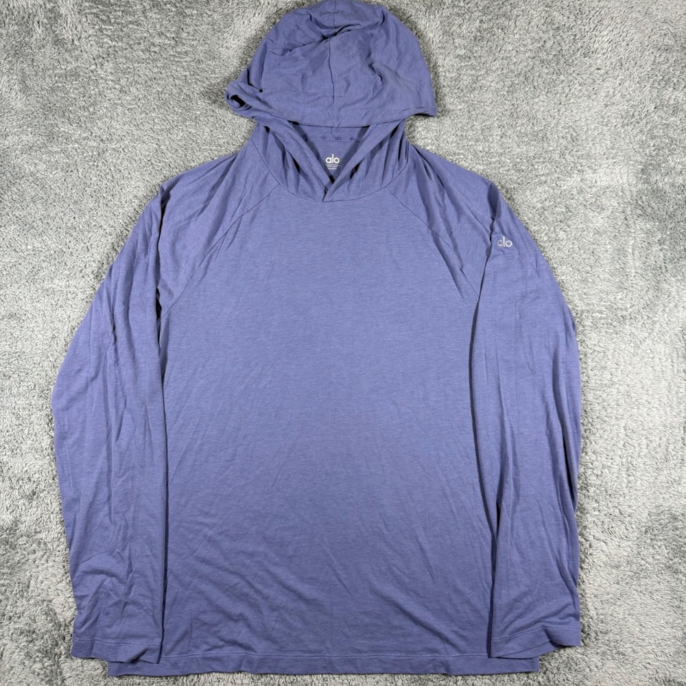 Alo Yoga Conquer Reform Performance Lightweight Hoodie Mens XL Purple Athletic